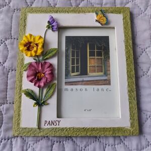Mason Lane 4x6 Pansy Floral Picture Frame 3D Butterfly Green Cottagecore 8x7